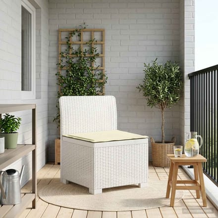 vidaXL - Eén-zits - Tuin - Sofa - met - Kussen - Rieten - Look - PP - Wit