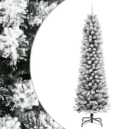 vidaXL - Kunstkerstboom - met - sneeuw - smal - 150 - cm - PVC - en - PE
