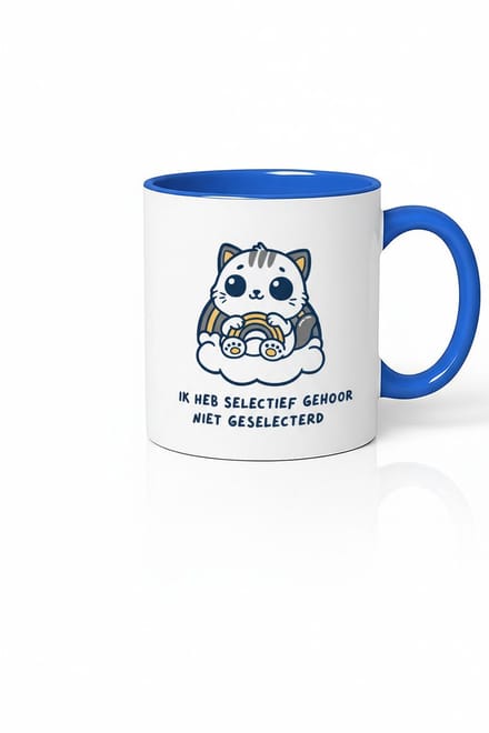 Selectief Gehoor Kawaii Kat Mok - Unieke Koffiemok