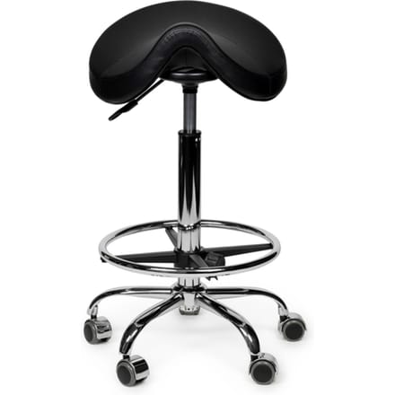 Zadelkruk Office Premium standaard met voetring harde wielen zw