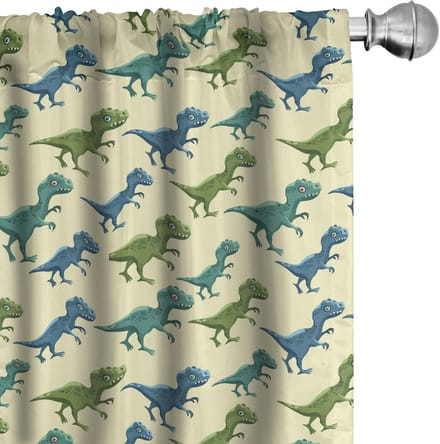 ABAKUHAUS – 2x75x225 Microvezel Gordijn – Dinosaurus patroon – Geel