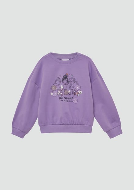 s.Oliver - female - Oversized sweatshirt met frontprint en bloemenapplicatie