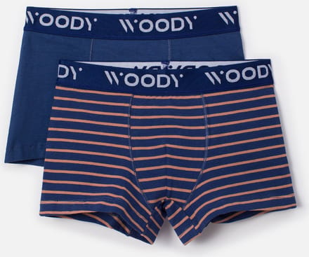 Woody Jongens Boxer duopack blauw uni + - maat 16Y
