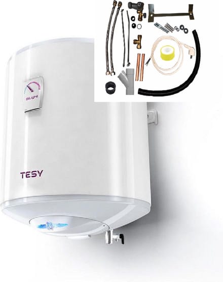 Bi-Light warmwater boiler 50 liter dik model met verticale installatie set, Elektrische Tesy boiler