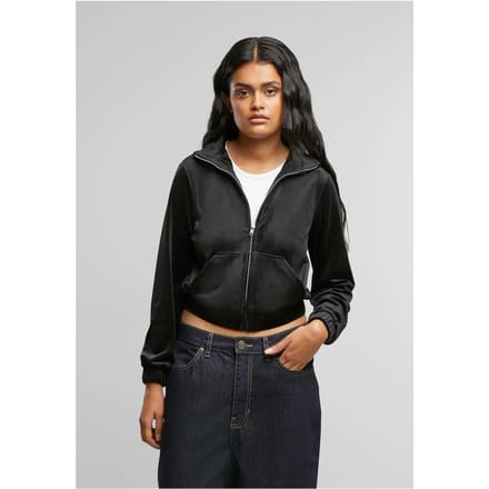 Urban Classics - Short Velvet Trainings jacket - M - Zwart