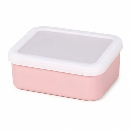 Broodtrommel 500 ml, rechthoekig met deksel, één vak, roze, 14,5 × 11 × 5,5 cm