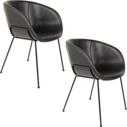 Zuiver Feston Eetkamerstoelen Armleuning Zwart - Set van 2