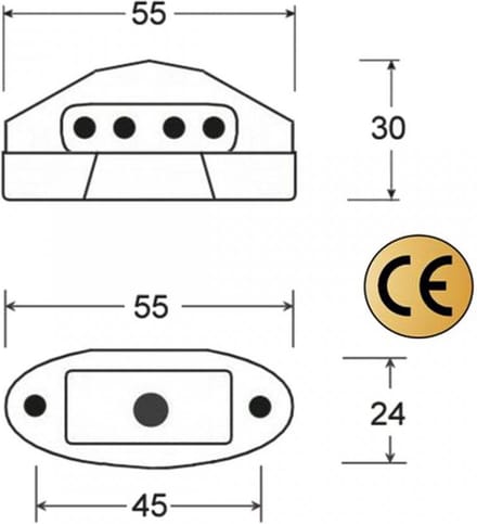 één plaatverlichting voor auto 4 led 12v grijs aluminium nieuw