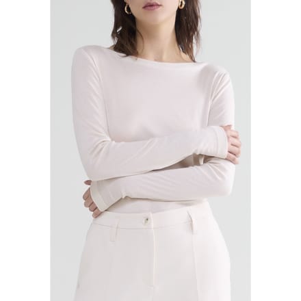 Summum Woman Boat Neck Top Sheer Jersey Solid Ivory Taglia: S | Maglie Sportivi Outlet | Donna | Bianco