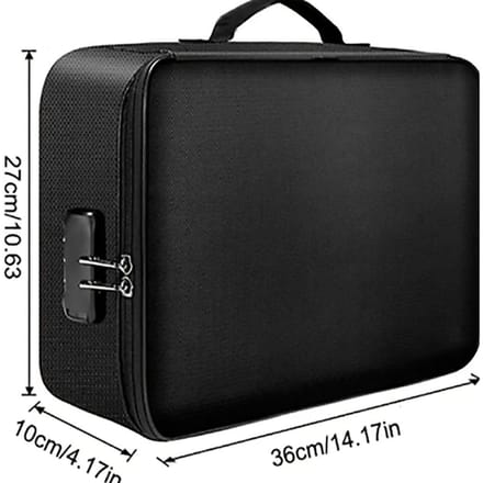 3-laagse documentendoos met slot, archiefopslag organizer box, waterdichte veilige tas black
