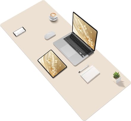 Bureauonderlegger - Bureau mat - Bureau organiseren - Kunstleer afwerking - 120 x 60 cm - Beige