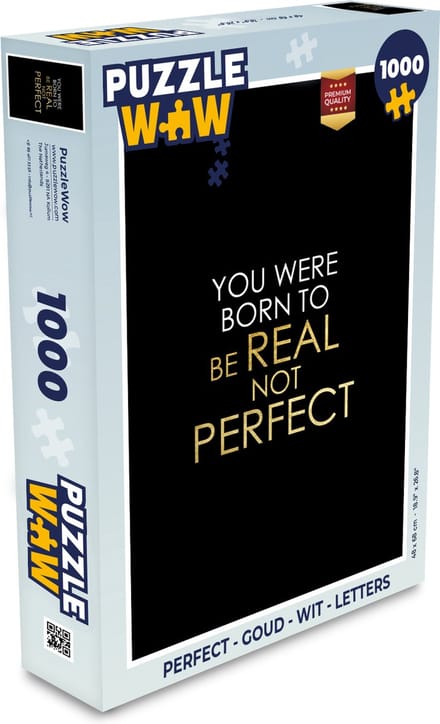 Puzzel Perfect - Goud - Wit - Letters - Legpuzzel - Puzzel 1000 stukjes volwassenen