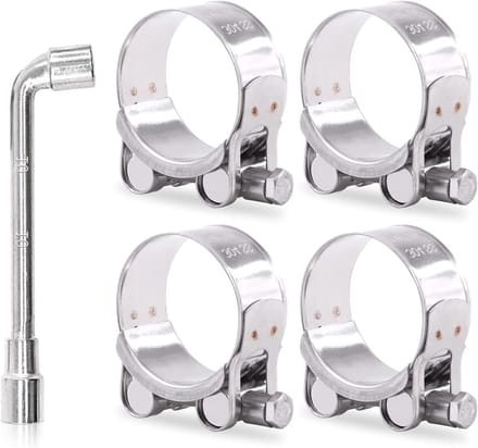 4x Zware T-Bout Slangklemmen RVS 304 voor Buis en Pijp, Verstelbaar 44-47mm