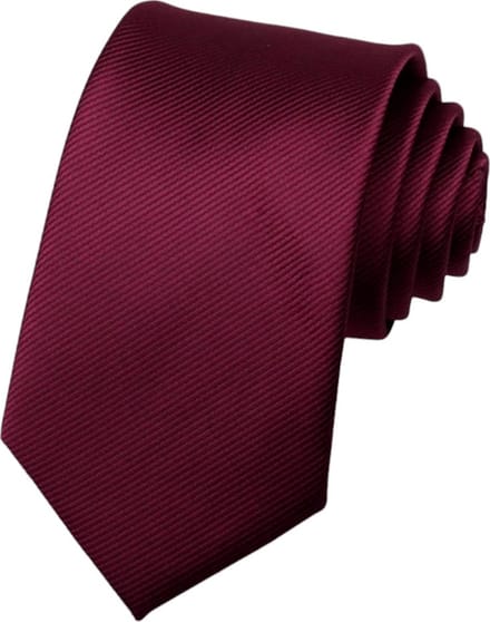 Fako Fashion - Brede Stropdas - Gestreept - Ribstructuur - 100% Zijde - Effen - 8cm - 145cm - Donkerrood