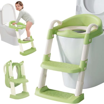 Opklapbaar Kinder Toiletbril Verhoger met Ladder Antislip en Universeel