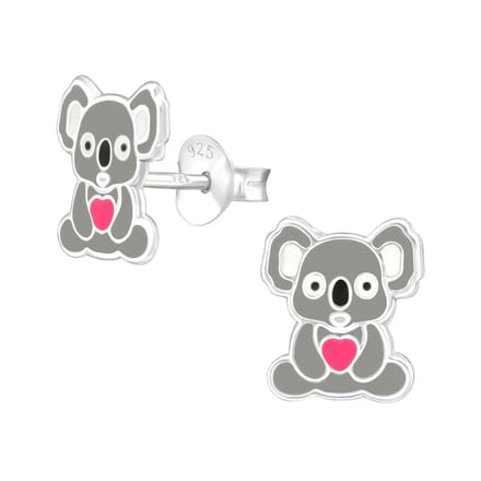 Princess Oorbellen Koala - 925 Zilver E-Coating - Dier - 8x9mm