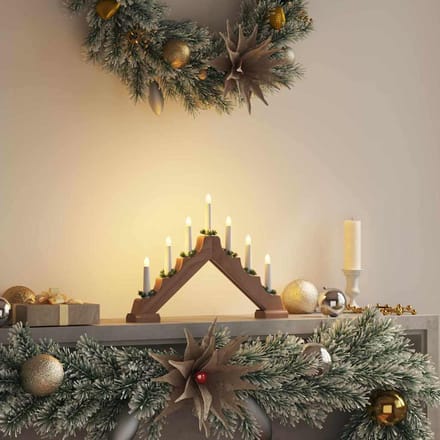 vidaXL - Kerst - Kaarsbrug - 7 - LED's - Warmwit - 39,5 - x - 5 - x - 29 - cm