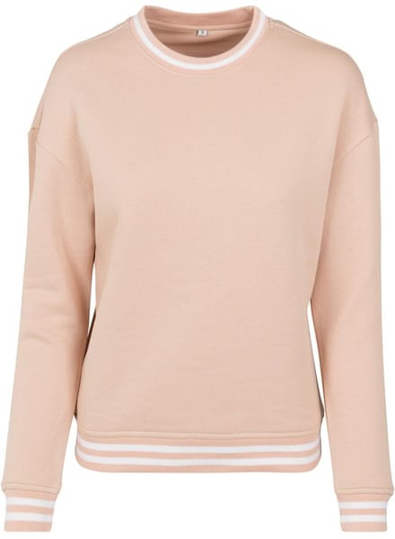 Build Your Brand - College Crew Dames Sweater - Lightrose/White maat S
