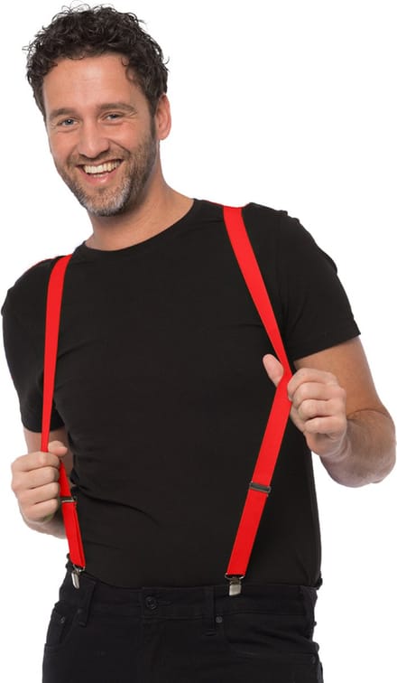 Partychimp Voordeelverpakking 6 pack Bretels Rood Carnavalskleding Heren Carnaval Accessoires - 3 cm Breed - Rood – Polyester – 6 pack