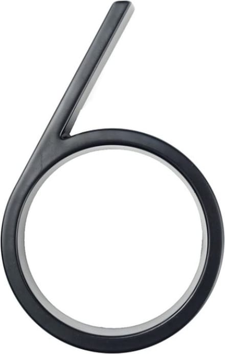 Huisnummer 6 - Zwevend Huisnummer - Zwart - nr. 6 - modern - 125mm