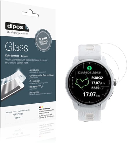 dipos – 2x Pantserfolie geschikt voor iGPSPORT VeRun | 9H Screenprotector
