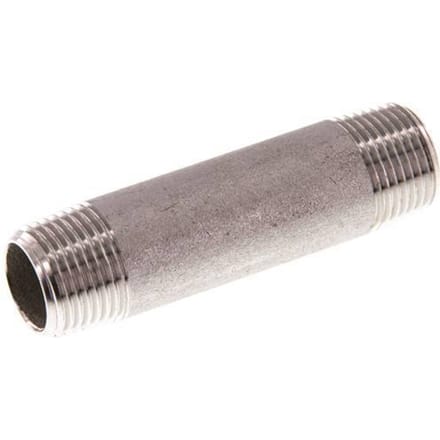 R 3/8'' RVS Dubbele Pijpnippel 20 Bar DIN 2982 - 60mm