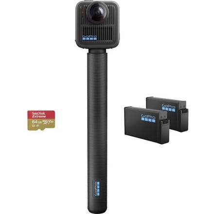GoPro MAX2 Accessory Bundle 360 Actioncam - 8K 360 Video - 29MP - Met 2 Enduro Batterijen - 1.2m Extension Pole - Met 64GB microSD-kaart