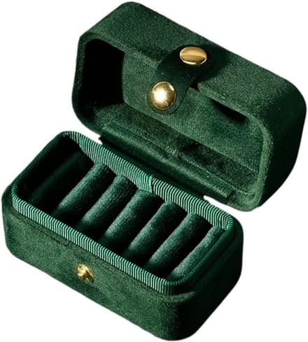 Mini sieradendoos - Reis organizer - Sieraden opbergen - Compact draagbaar formaat - 8.5 x 4.5 x 5 cm - Donkergroen