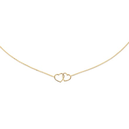 Jackie Double Heart Necklace 585 14 Karaat Goud 45