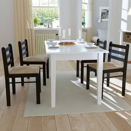 vidaXL - Eetkamerstoelen - 4 - st - massief - rubberwood - en - fluweel - bruin