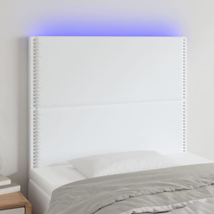 vidaXL - Hoofdbord - LED - 100x5x118/128 - cm - kunstleer - wit
