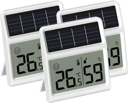 Digitale Thermometer en Hygrometer op Zonne-energie - Set van 3