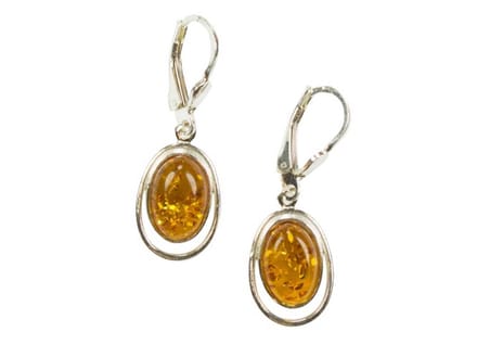 Zilveren oorbellen met sluiting Amber / Barnsteen 925 zilver