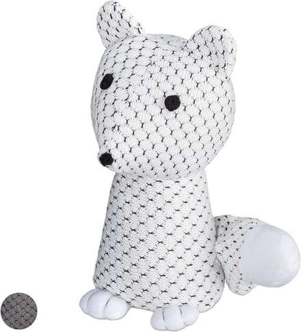 Fabric Door Stopper - White Decorative Door Buffer Floor Standing - Already Filled