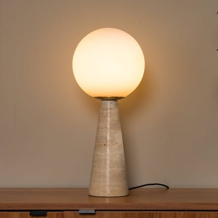 Lucide Tafellamp Evin, crèmekleurig, hoogte 46 cm, steen/glas