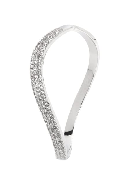 AVANT-GARDE PARIS Silver Glow bangle - open cuff met stenen - 1 stuk - rhodium plating