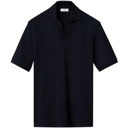 Eton Waffle Open Collar Polo Shirt Navy / male