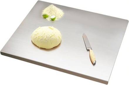 Snijplank RVS - Kneedplaat - Deeg Bereiden - Met lip en antislip pad - 30x40 cm - Zilverkleurig