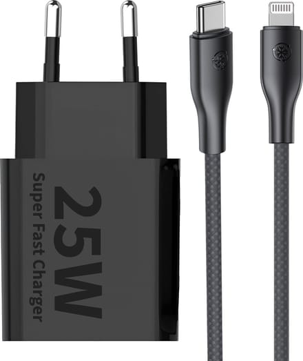 Snellader geschikt voor iPhone - 25w Oplader + usb C Lightning Kabel - Oplader geschikt voor iPad - Power Adapter - 2 Meter