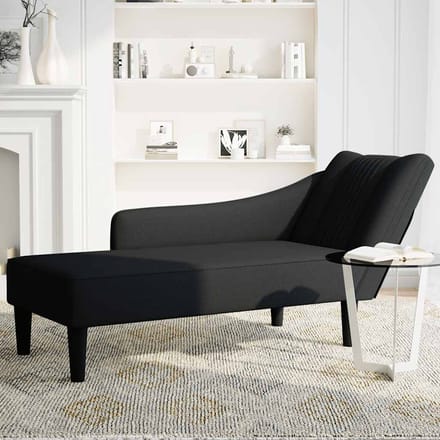 vidaXL - Chaise - longue - met - rechterarmleuning - stof - zwart