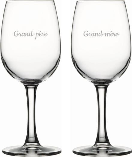 Witte wijnglas gegraveerd - 26cl - Grand-père & Grand-mère