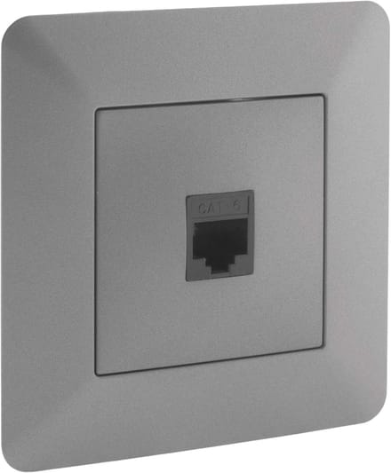 Netwerk Stopcontact - RJ45 Connector - Internet Aansluiten - Moderne Matte Afwerking - 86x86mm - Titanium