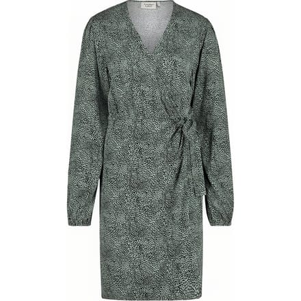 Another Label Mia Dress L/s Grey Green Animal Maat: S | Mini Jurken Outlet | Dames | Groen