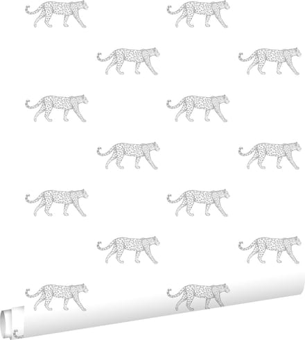 ESTAhome behang panters wit en lichtgrijs - 53 cm x 10.05 m - 139772