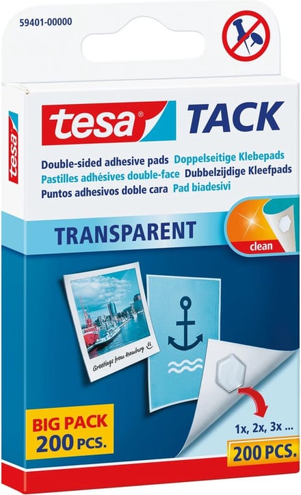 Kleefpads tesa tack dubbelzijdig transparant 200st | 15 stuks