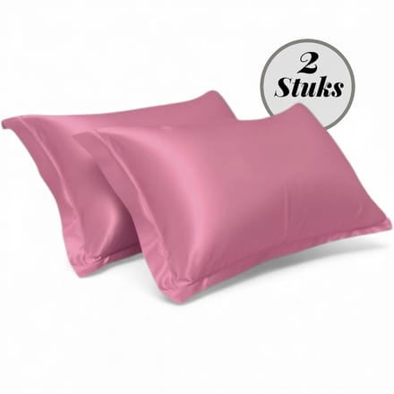 Beauty Silk - Kussenslopen - 60x70 - 2 stuks - Glans Satijn - Flamingo Roze