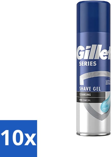 Gillette Series - Scheergel - Cleansing - Charcoal - Verfrissend en reinigend - 200 ml - Bulkverpakking - 10 stuks