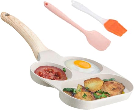 Omelet pan - Eierpan - Ontbijt maken - Antiaanbaklaag - 4 kopjes - Zwart