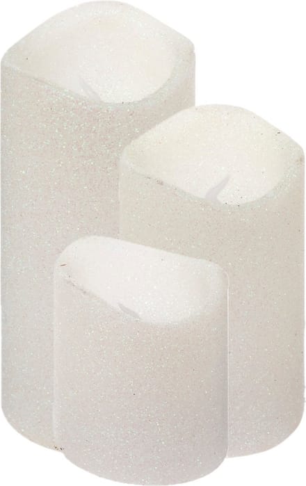 Feeric lights LED stompkaarsen - 3x - wit - glitter