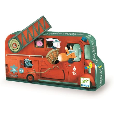 Djeco brandweerwagen puzzel - 16 stukjes - FSC karton.